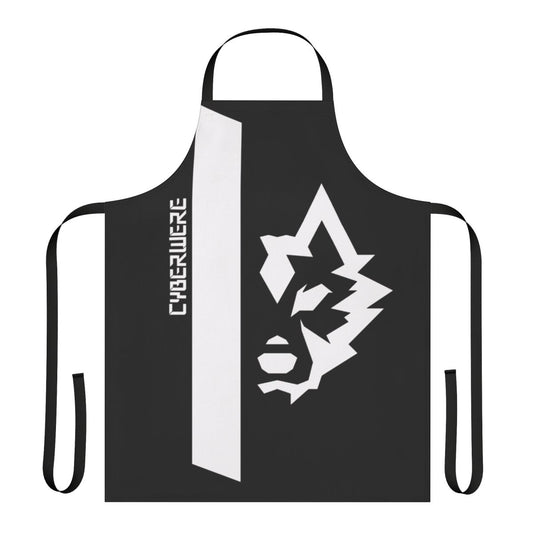White shirt apron with cyberwear-inspired graphic design, suitable for furry and VR chat communities