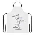 A personalized work in progress apron with the text "Work In Progress" printed on the front