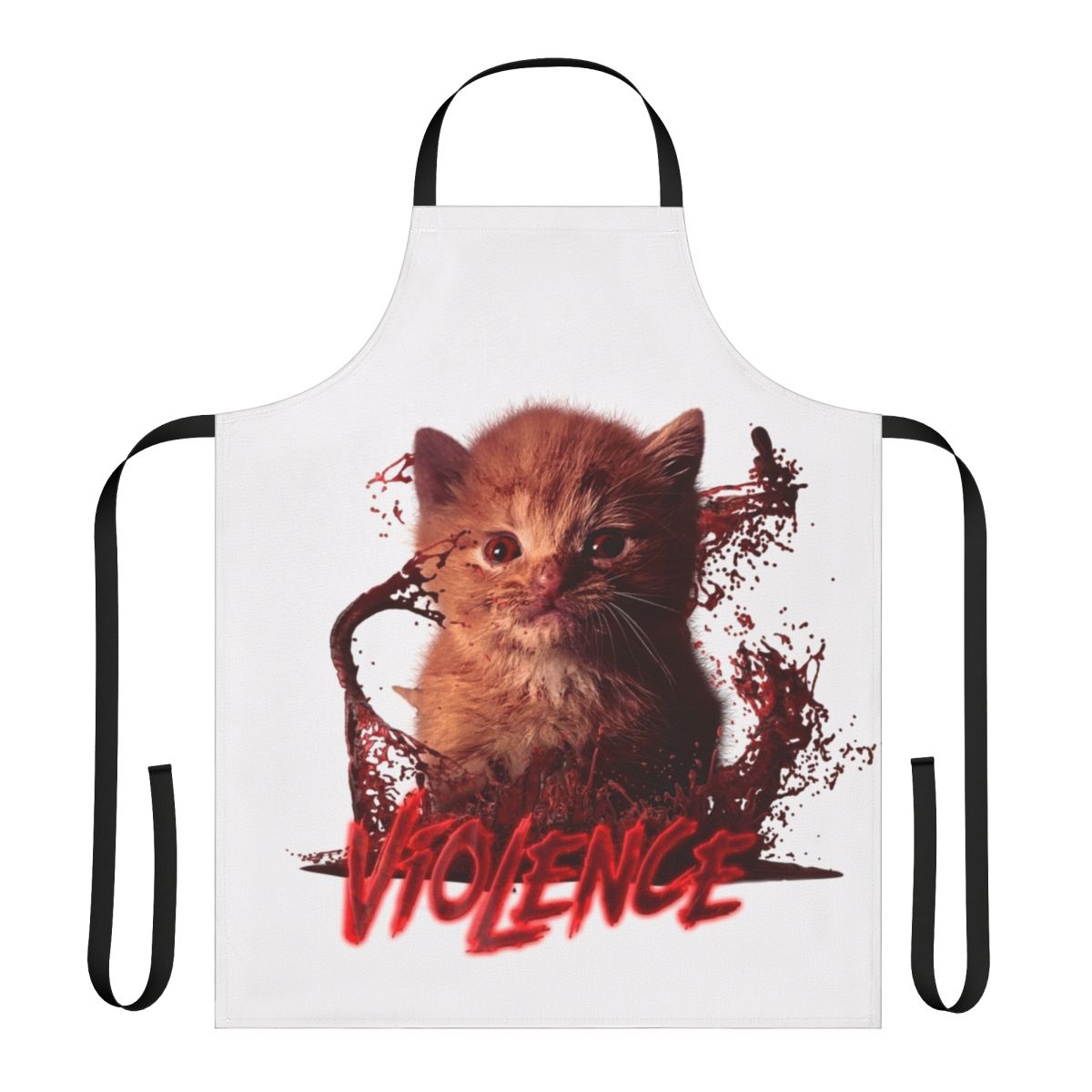 A vibrant and whimsical apron featuring a playful cat design, perfect for adding a touch of humor to your kitchen.