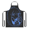 Cute anime-style apron featuring hearts and a blue color scheme, perfect for baking enthusiasts