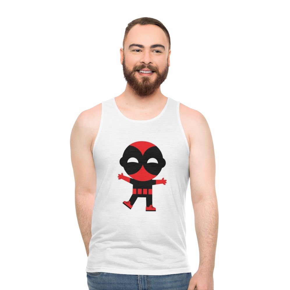 Cute baby superhero graphic on unisex superhero tank top