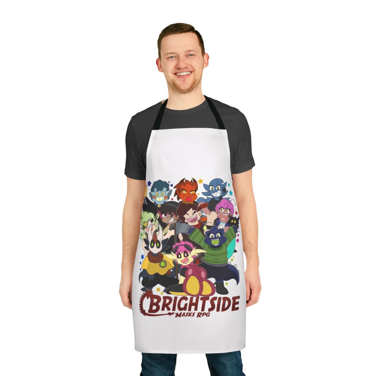 Adorable chibi-style apron for RPG and tabletop gaming fans