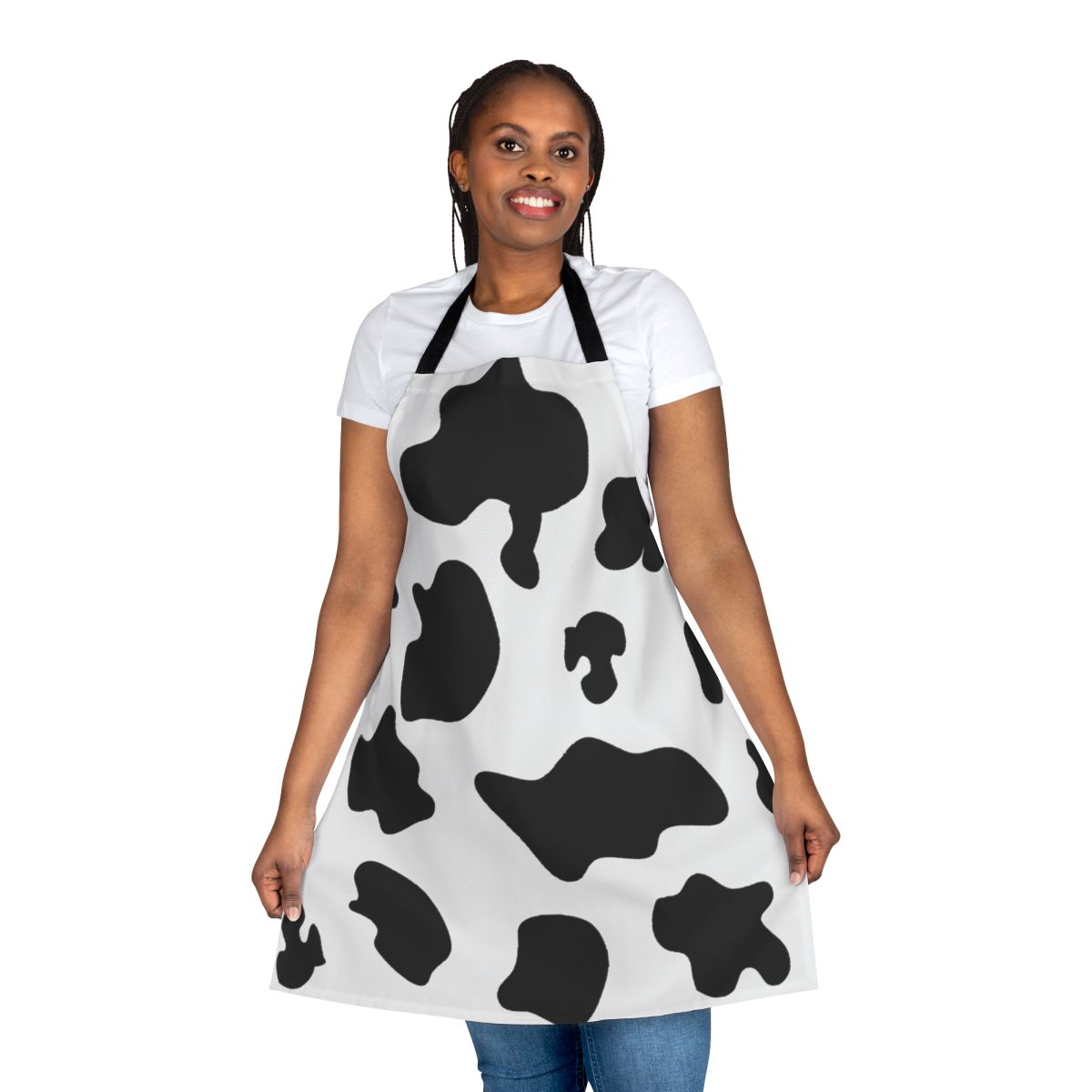 Cow pattern apron with spots and animal print design