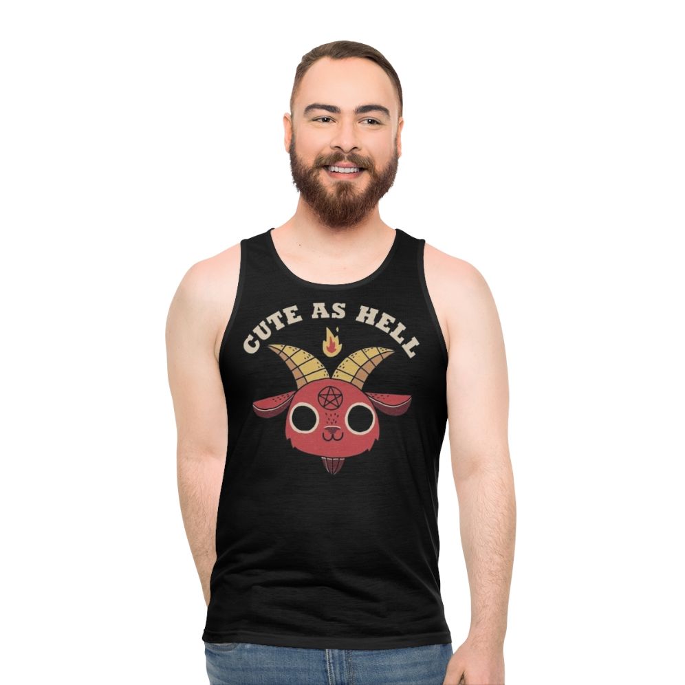 Cute retro-style devil character unisex tank top