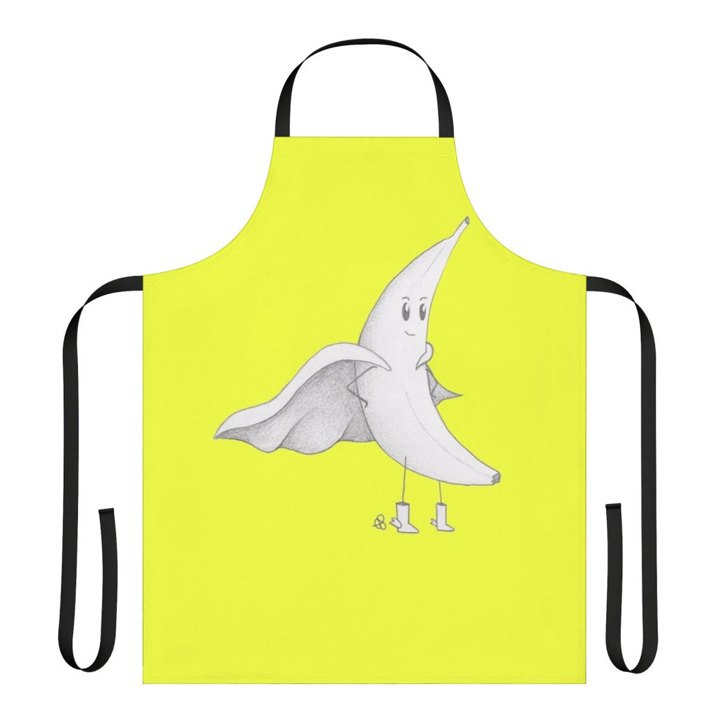 Illustration of a banana wearing a superhero costume on an apron