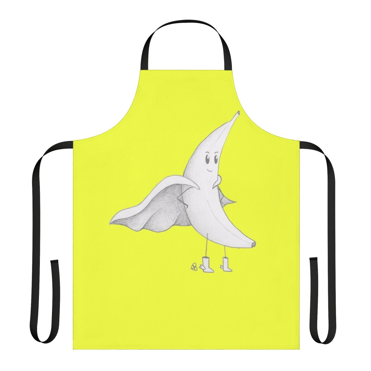 Illustration of a banana wearing a superhero costume on an apron