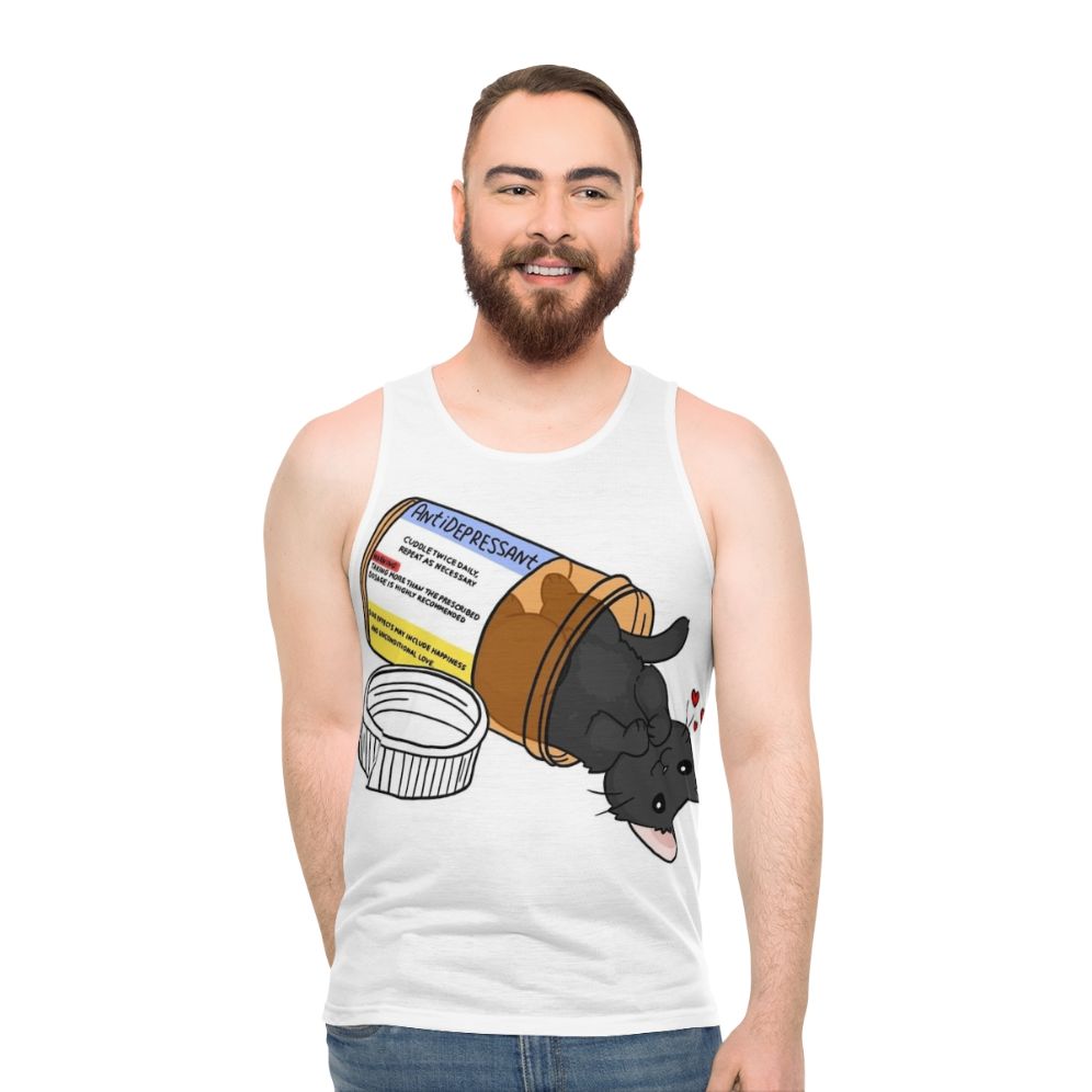 Cute Kitty Mental Health Medication Unisex Tank Top