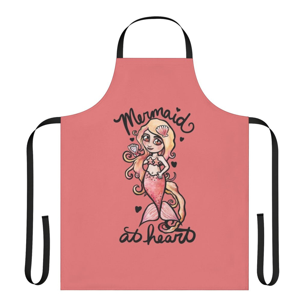 A chibi-style mermaid apron featuring a heart design, perfect for mermaid enthusiasts.