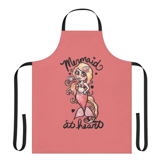 A chibi-style mermaid apron featuring a heart design, perfect for mermaid enthusiasts.