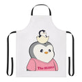 Illustration of a cartoon pudgy penguin character wearing an apron, representing an NFT avatar.