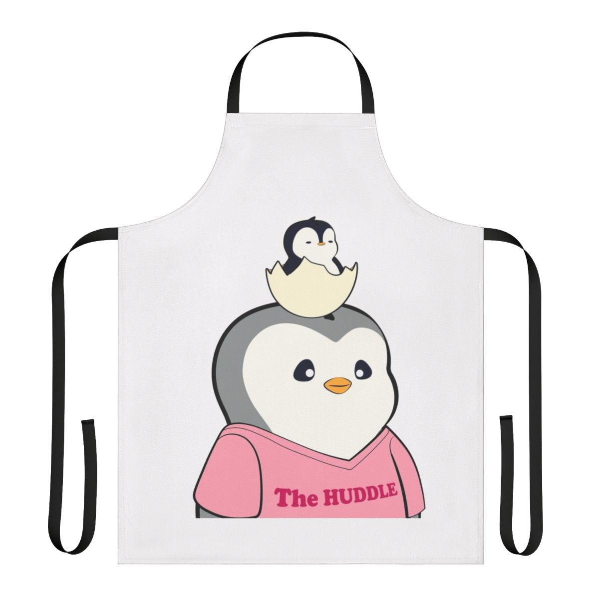 Illustration of a cartoon pudgy penguin character wearing an apron, representing an NFT avatar.