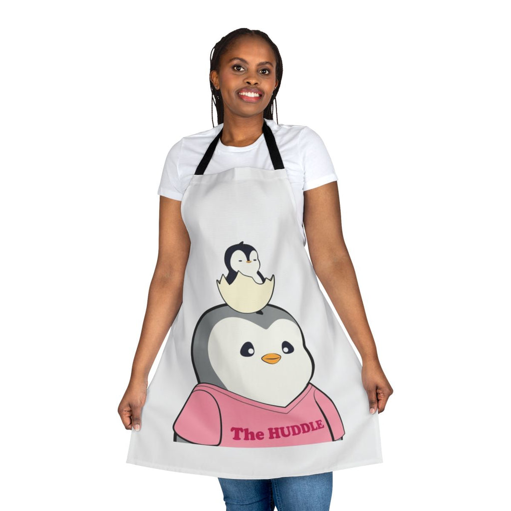 Illustration of a cartoon pudgy penguin character wearing an apron, representing an NFT avatar.