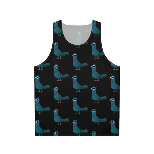 Unisex tank top with a cute pigeon print design