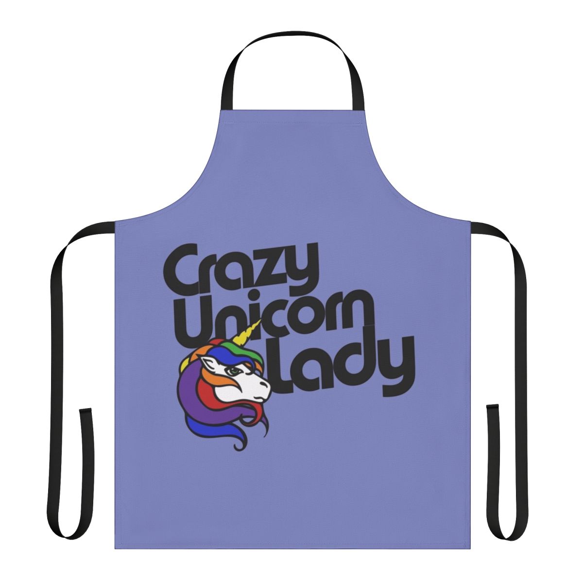 Colorful apron with a whimsical unicorn design, perfect for the unicorn lover.