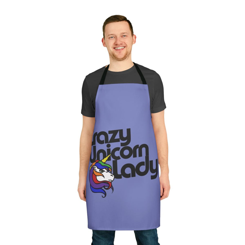 Colorful apron with a whimsical unicorn design, perfect for the unicorn lover.