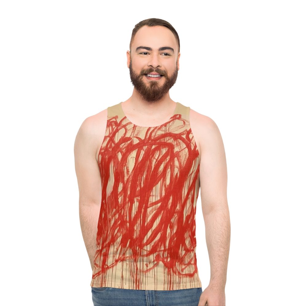 Cy Twombly inspired unisex tank top with abstract art design