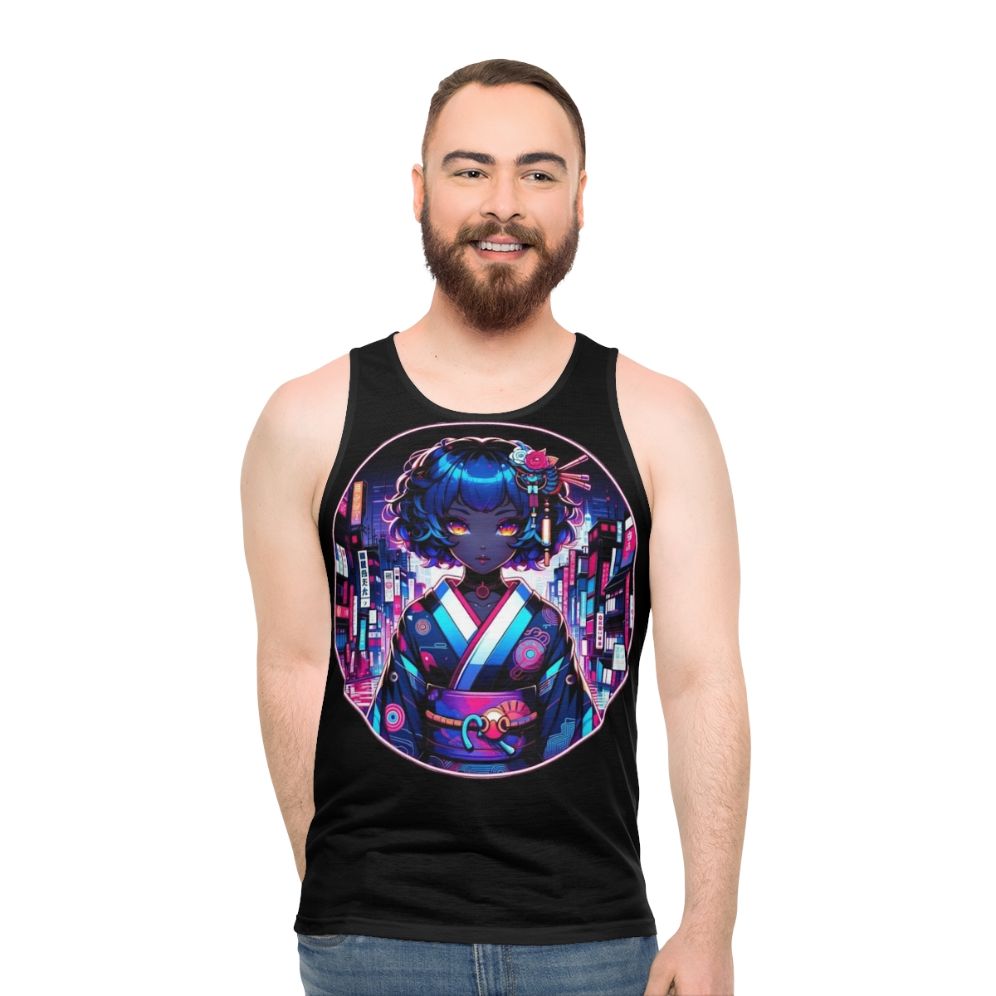 Cyber Geisha Dreams Unisex Cyberpunk Tank Top