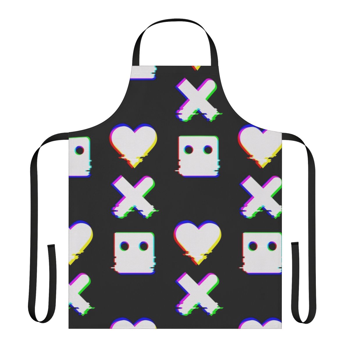 Cyber Glitch Effect Vertical Apron - Futuristic Sci-Fi Apron