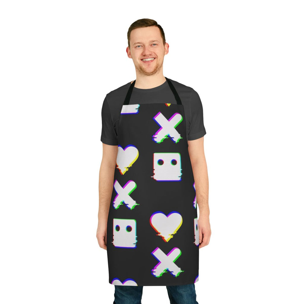Cyber Glitch Effect Vertical Apron - Futuristic Sci-Fi Apron