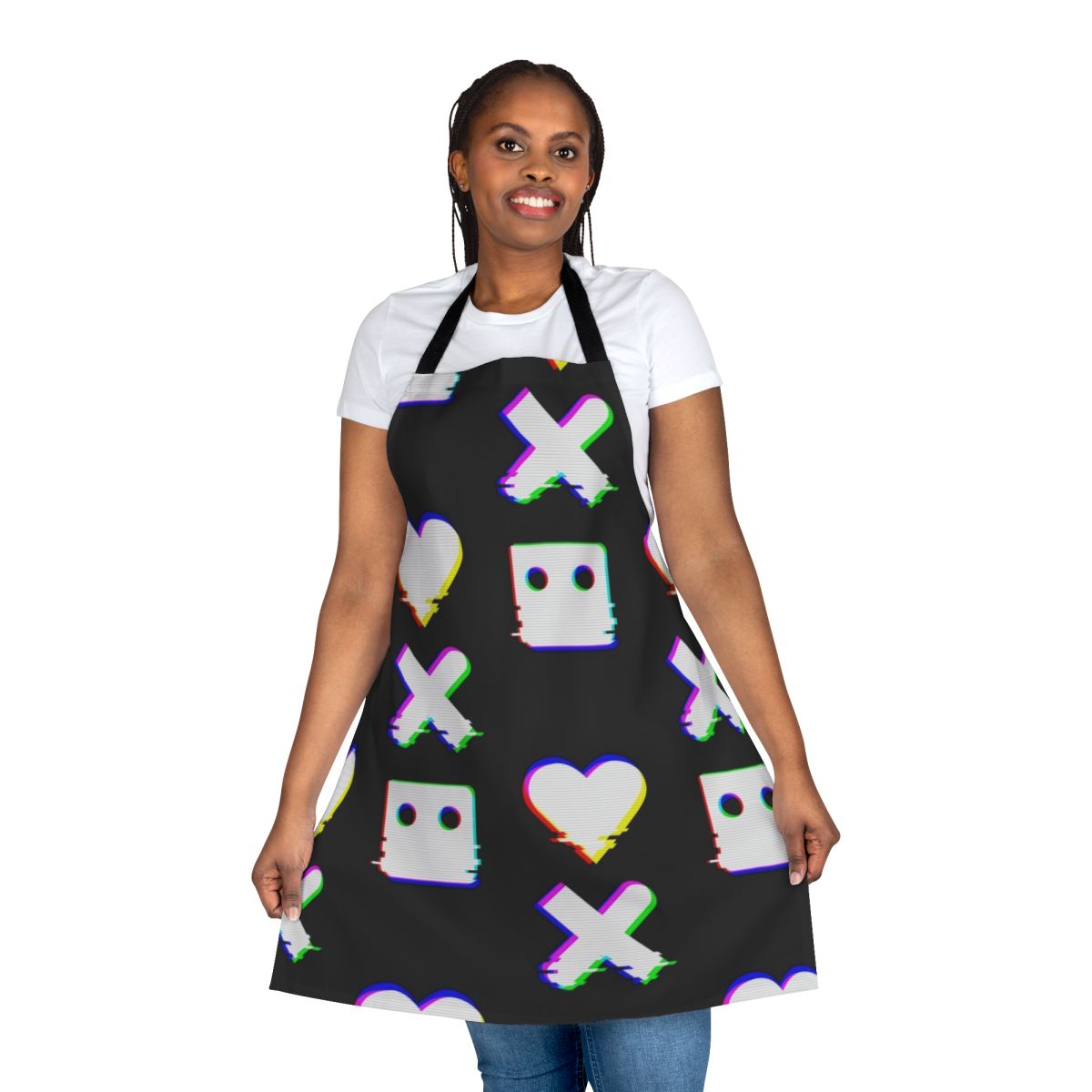 Cyber Glitch Effect Vertical Apron - Futuristic Sci-Fi Apron