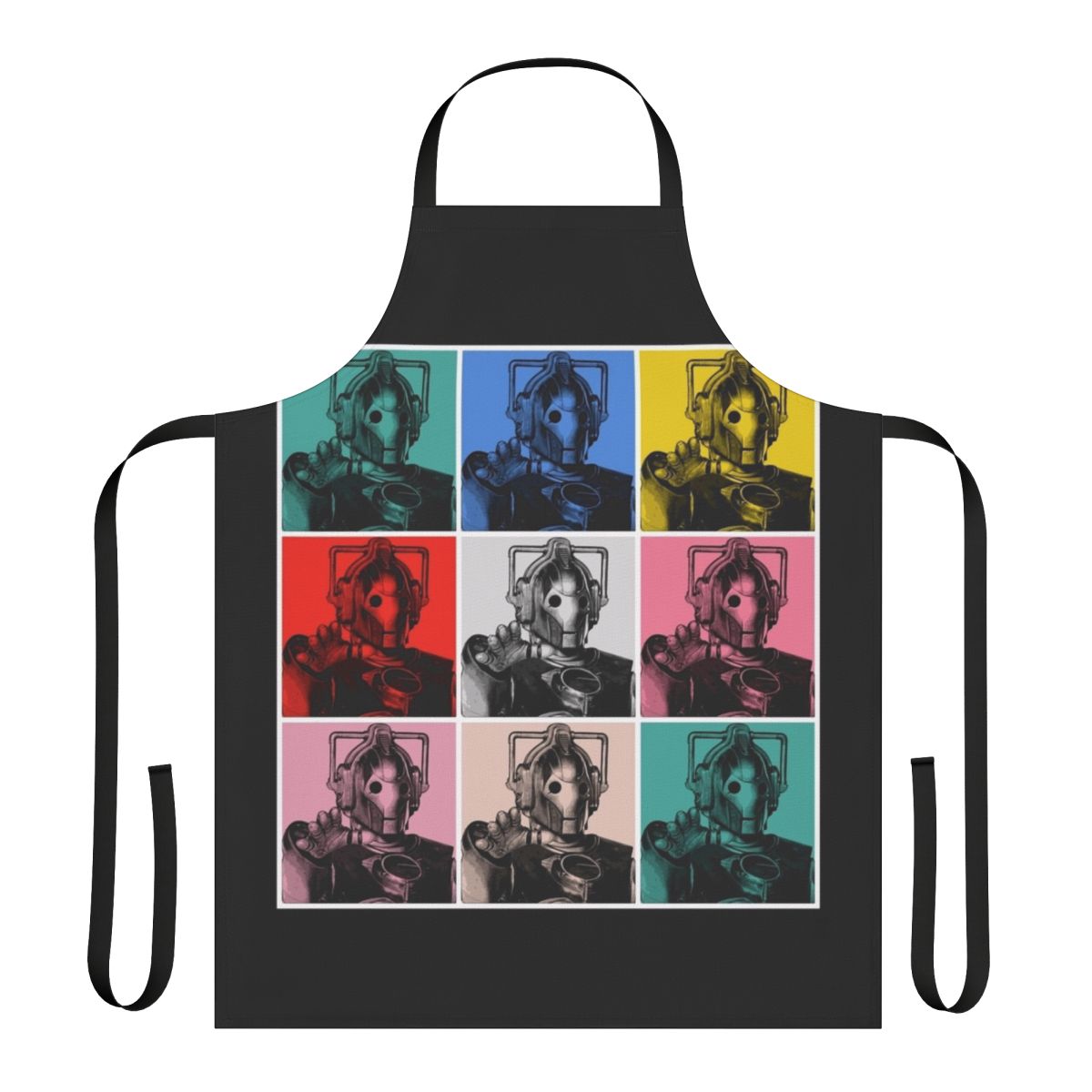 Cybermen inspired apron with Warhol-style pop art design