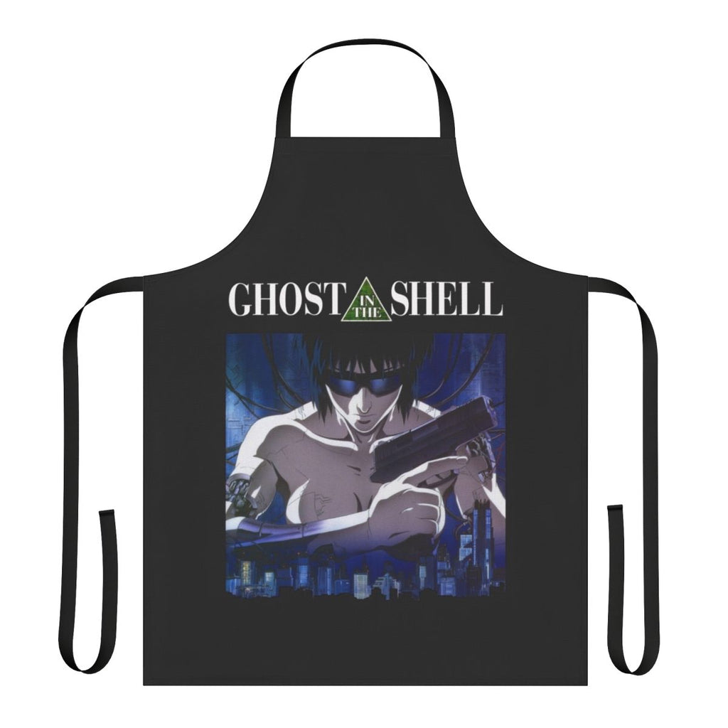 Cyberpunk-style apron featuring Motoko Kusanagi from the anime Ghost in the Shell