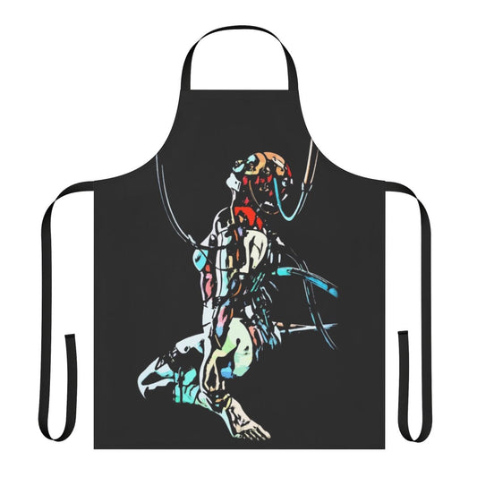 Cyberpunk anime inspired Ghost in the Shell apron with neon cityscape and futuristic design