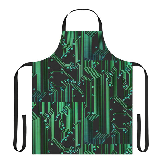 Cyberpunk Circuit Board Apron with Futuristic Wiring and Circuitry Design