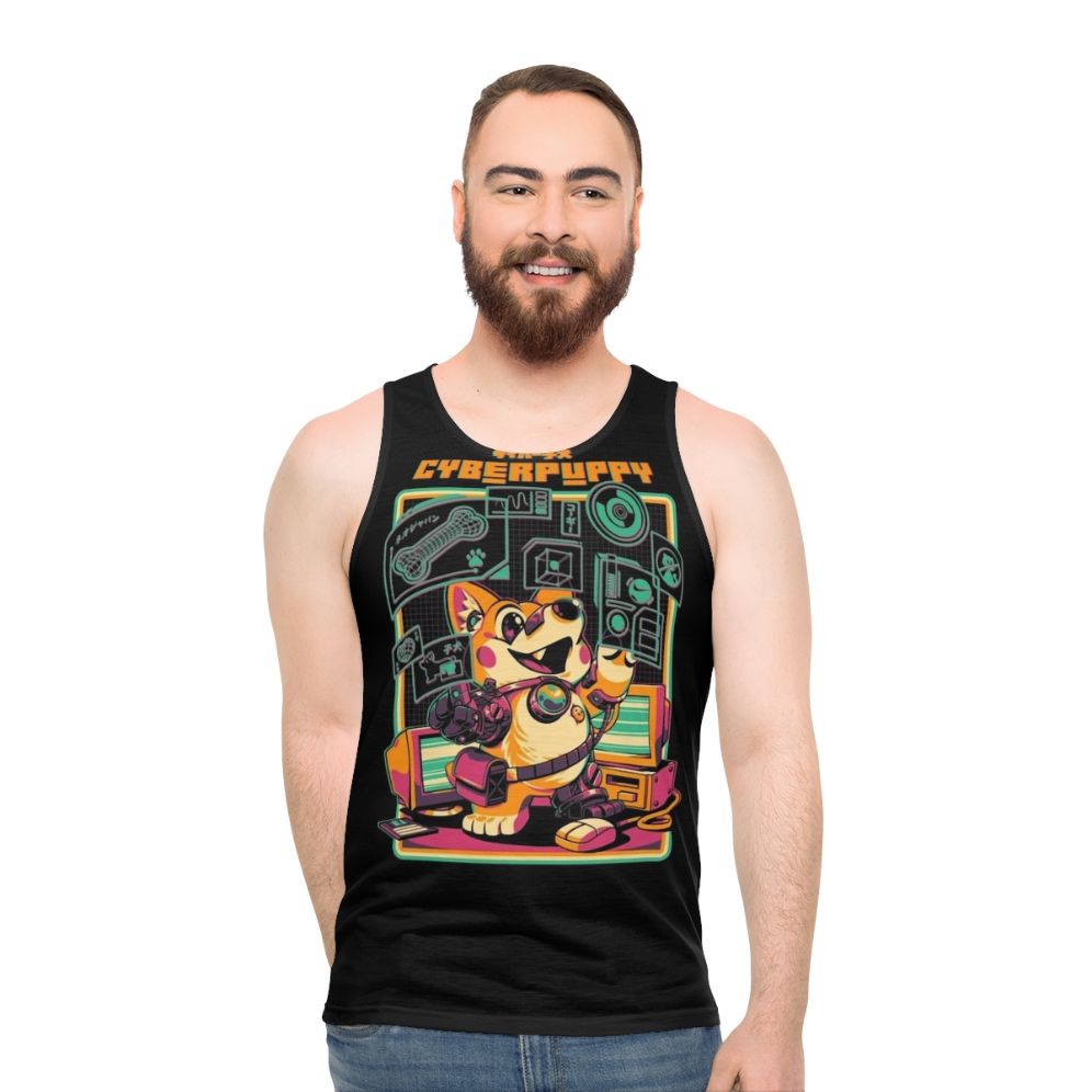 Cyberpunk corgi puppy tank top