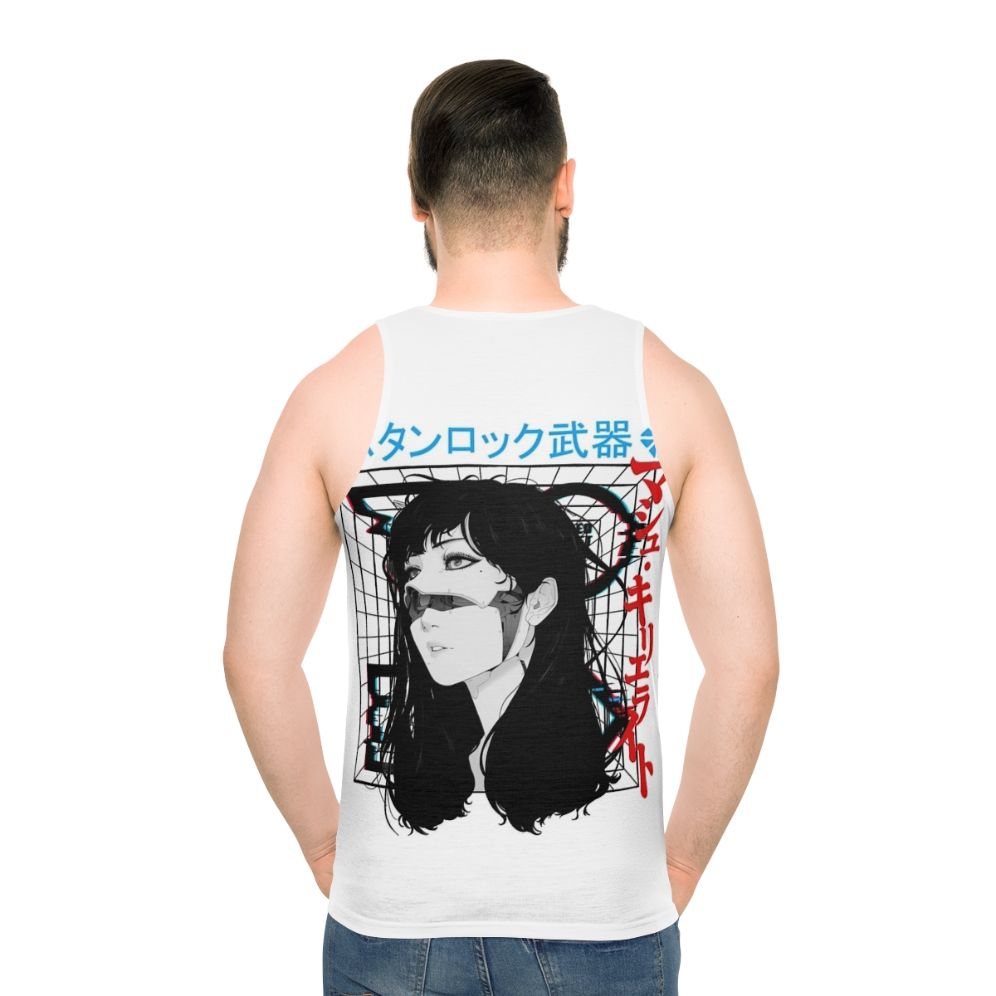 Cyberpunk cyborg woman in vaporwave urban style tank top