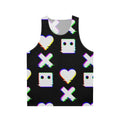 Cyberpunk-inspired unisex tank top with glitch effect design
