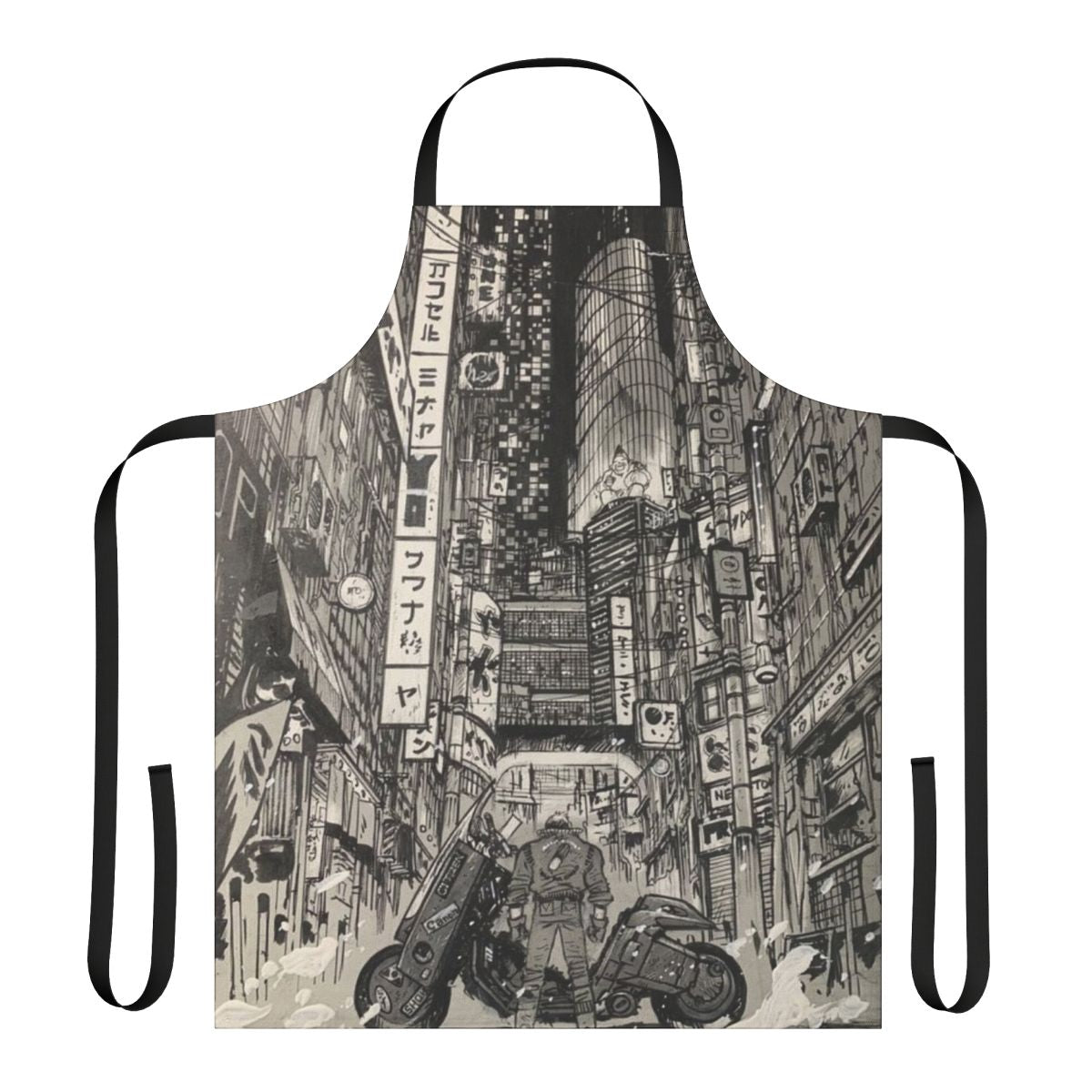 Cyberpunk-themed apron featuring Akira anime artwork