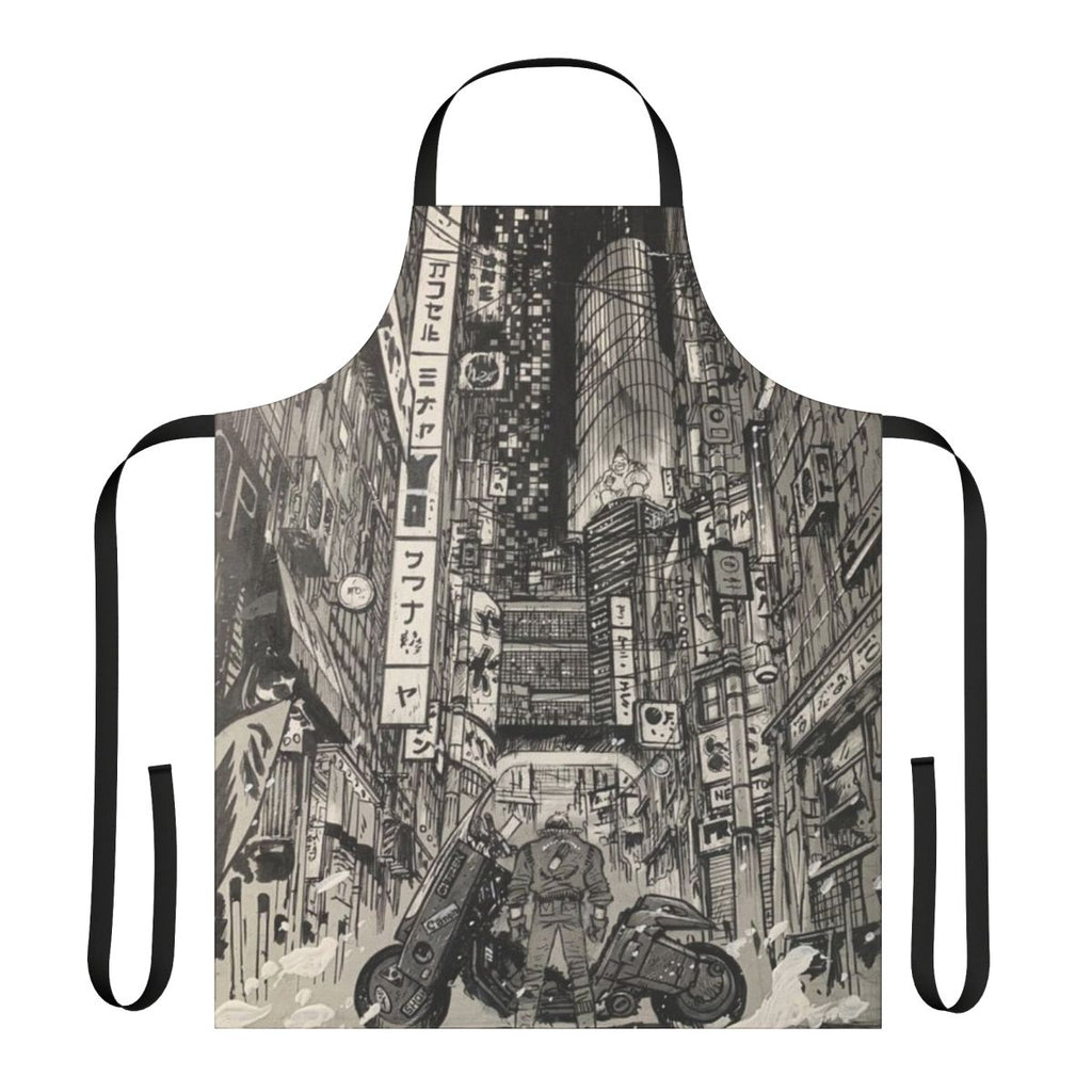 Cyberpunk-themed apron featuring Akira anime artwork