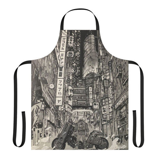 Cyberpunk-themed apron featuring Akira anime artwork