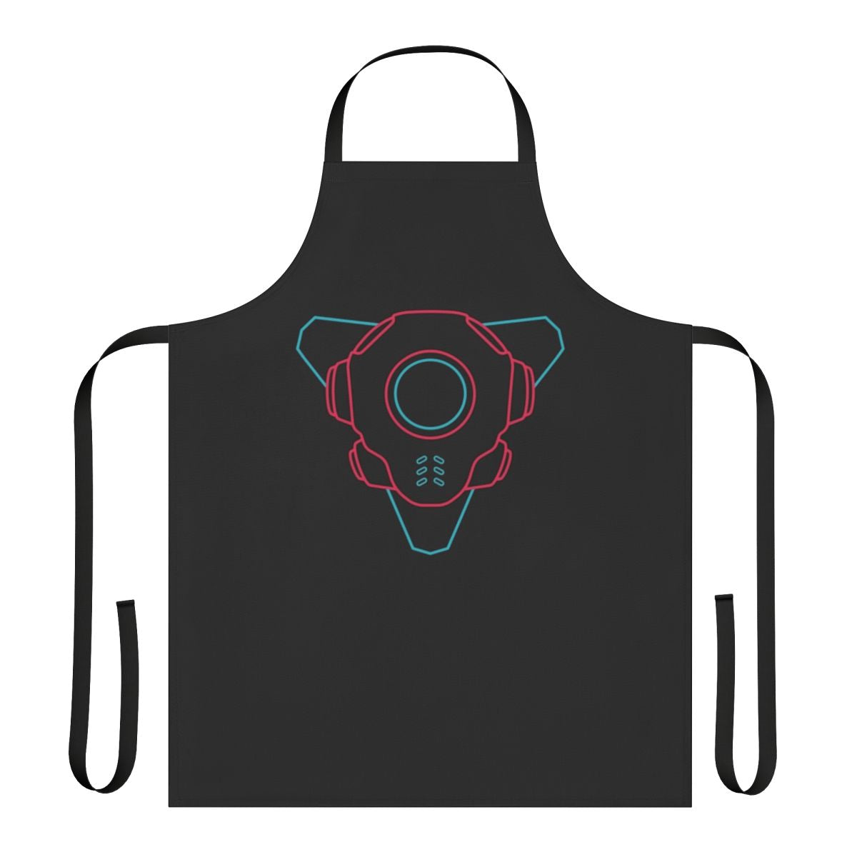 A black and neon green apron with a minimalist cyberpunk-inspired gamer design.