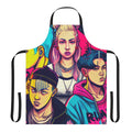 Cyberpunk-inspired manga style apron featuring characters from the popular Netflix series "Young Royals"