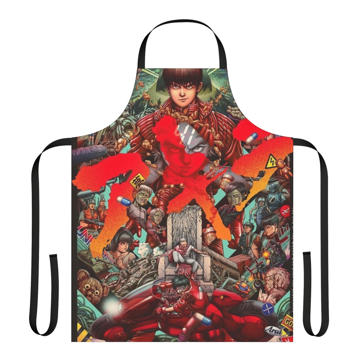 Cyberpunk-themed Akira apron with Neo Tokyo design