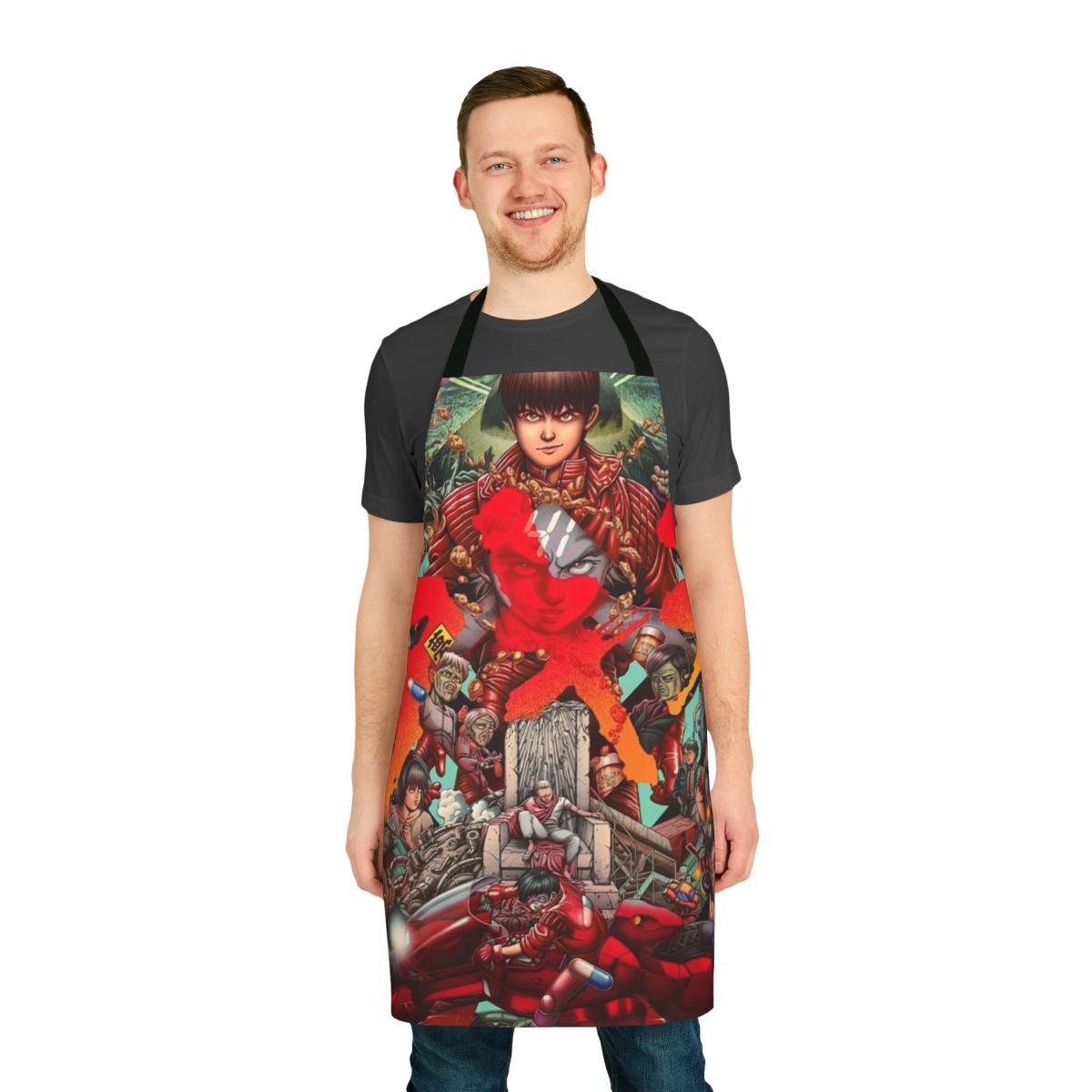 Cyberpunk-themed Akira apron with Neo Tokyo design