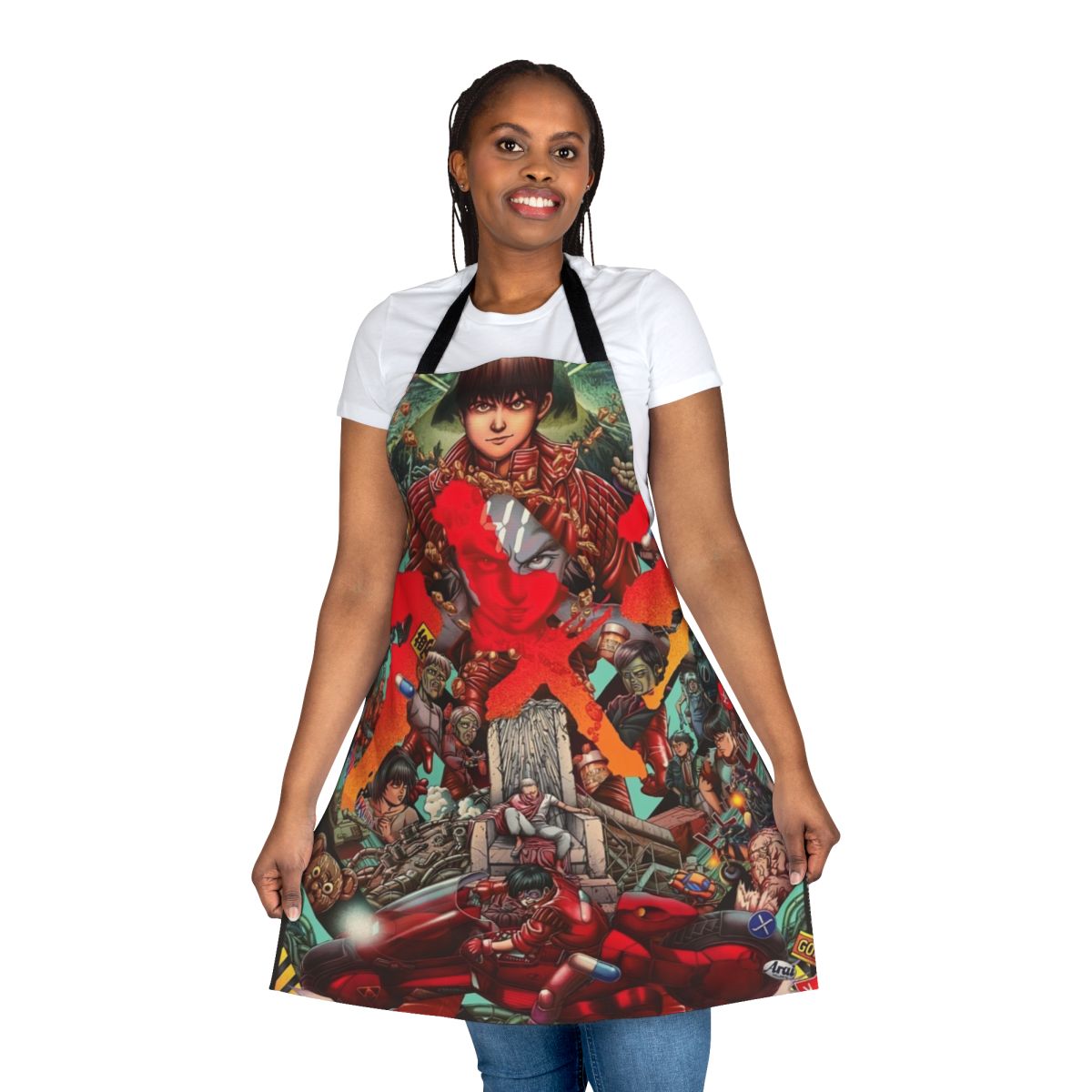 Cyberpunk-themed Akira apron with Neo Tokyo design