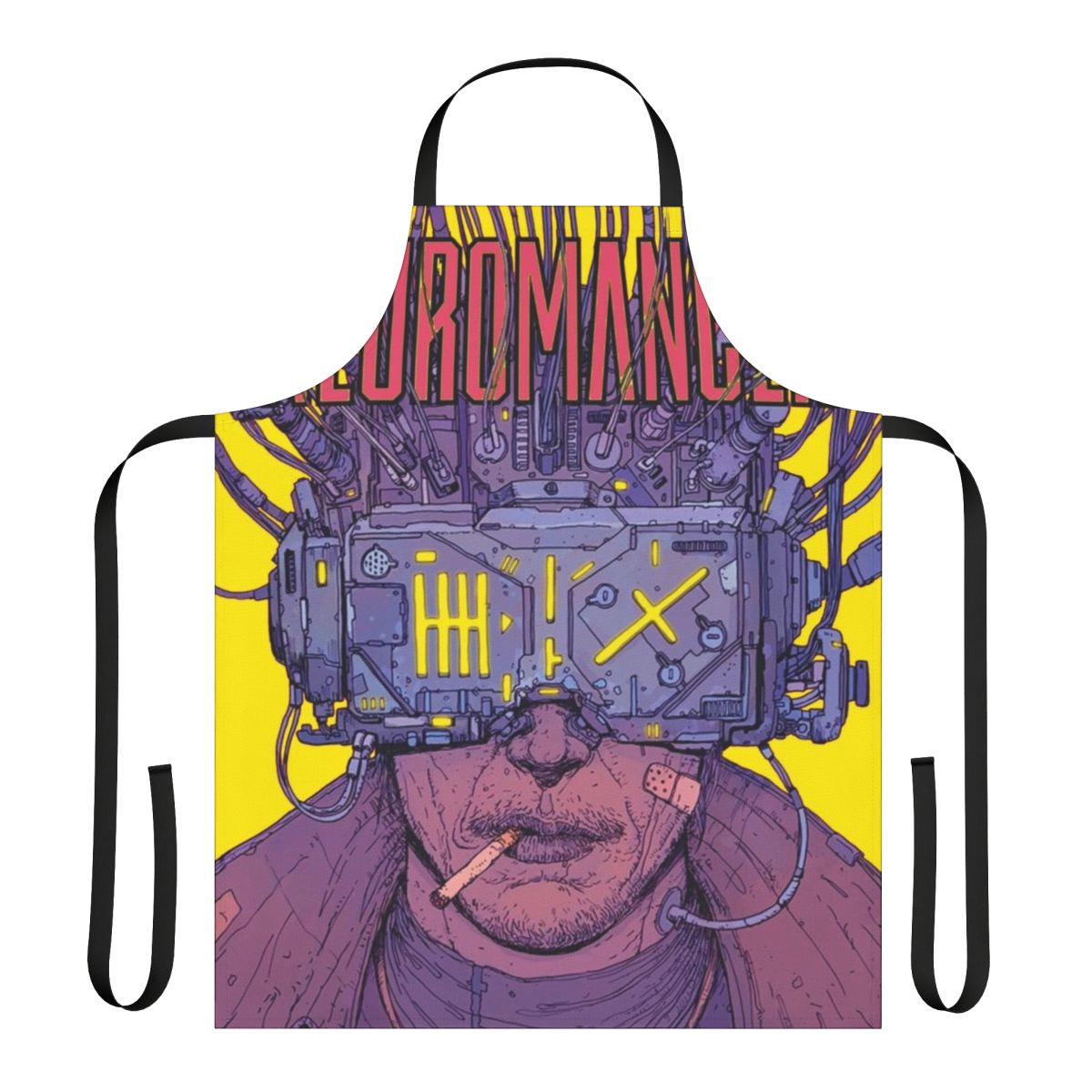 Neuromancer-themed apron with cyberpunk and science fiction design