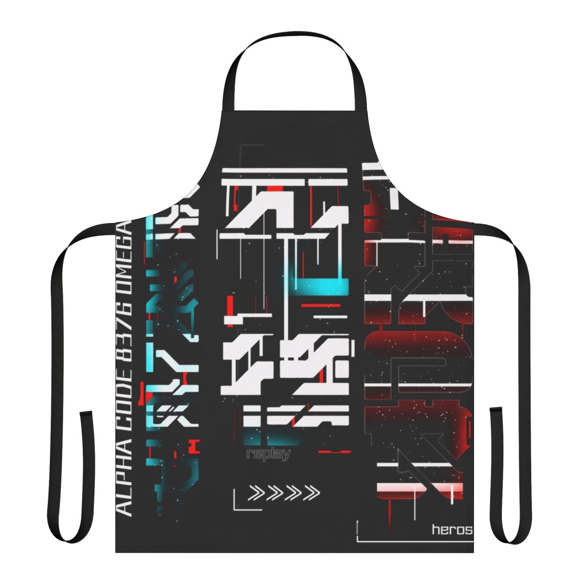 Cyberpunk-inspired apron with futuristic design and Tokyo-style elements