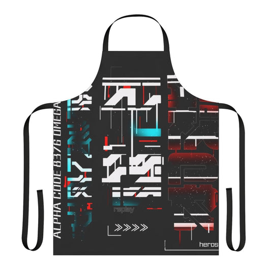 Cyberpunk-inspired apron with futuristic design and Tokyo-style elements