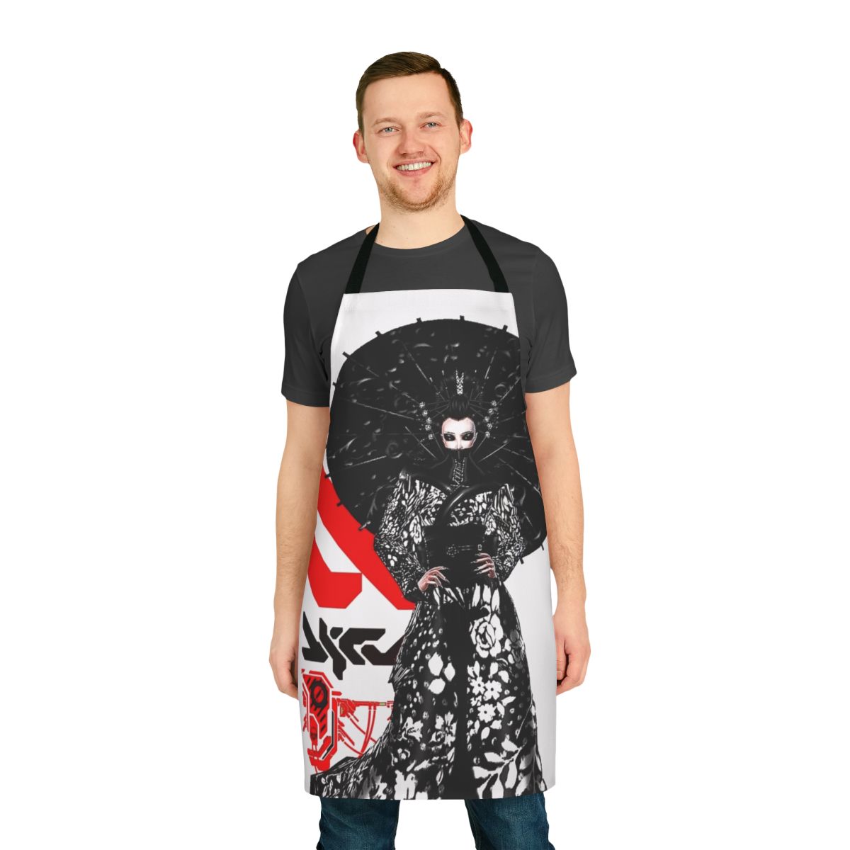 Cyberpunk-inspired urban style apron with futuristic design