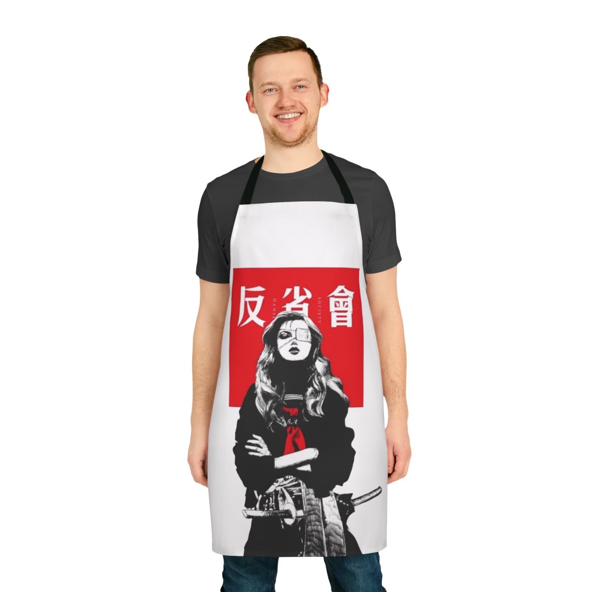 Cyberpunk-inspired Japanese-style urban apron with futuristic and minimalist design