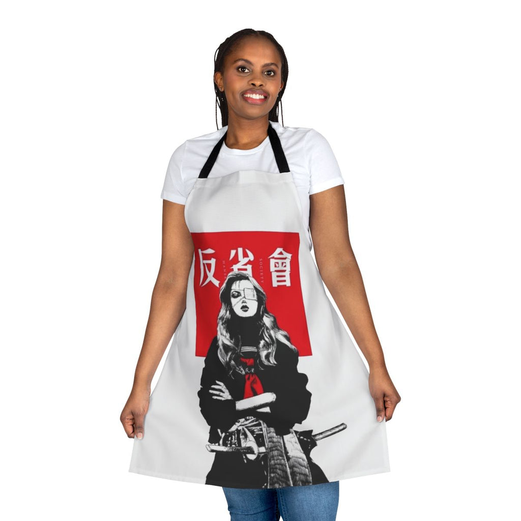 Cyberpunk-inspired Japanese-style urban apron with futuristic and minimalist design