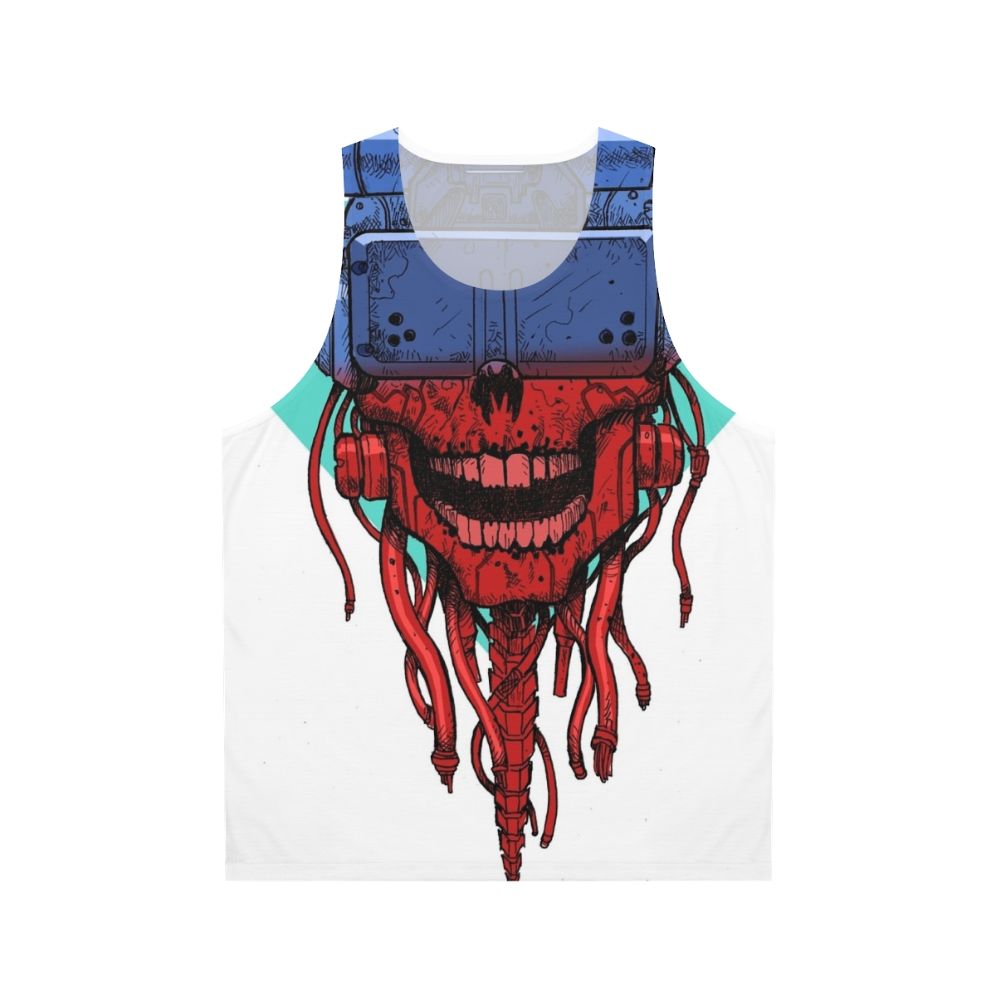 Cyberpunk skull graphic on unisex tank top