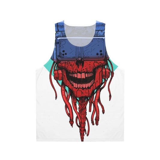 Cyberpunk skull graphic on unisex tank top