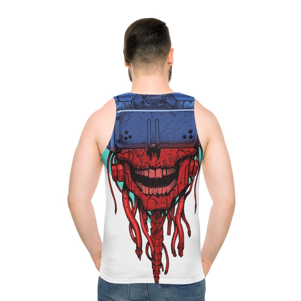 Cyberpunk skull graphic on unisex tank top