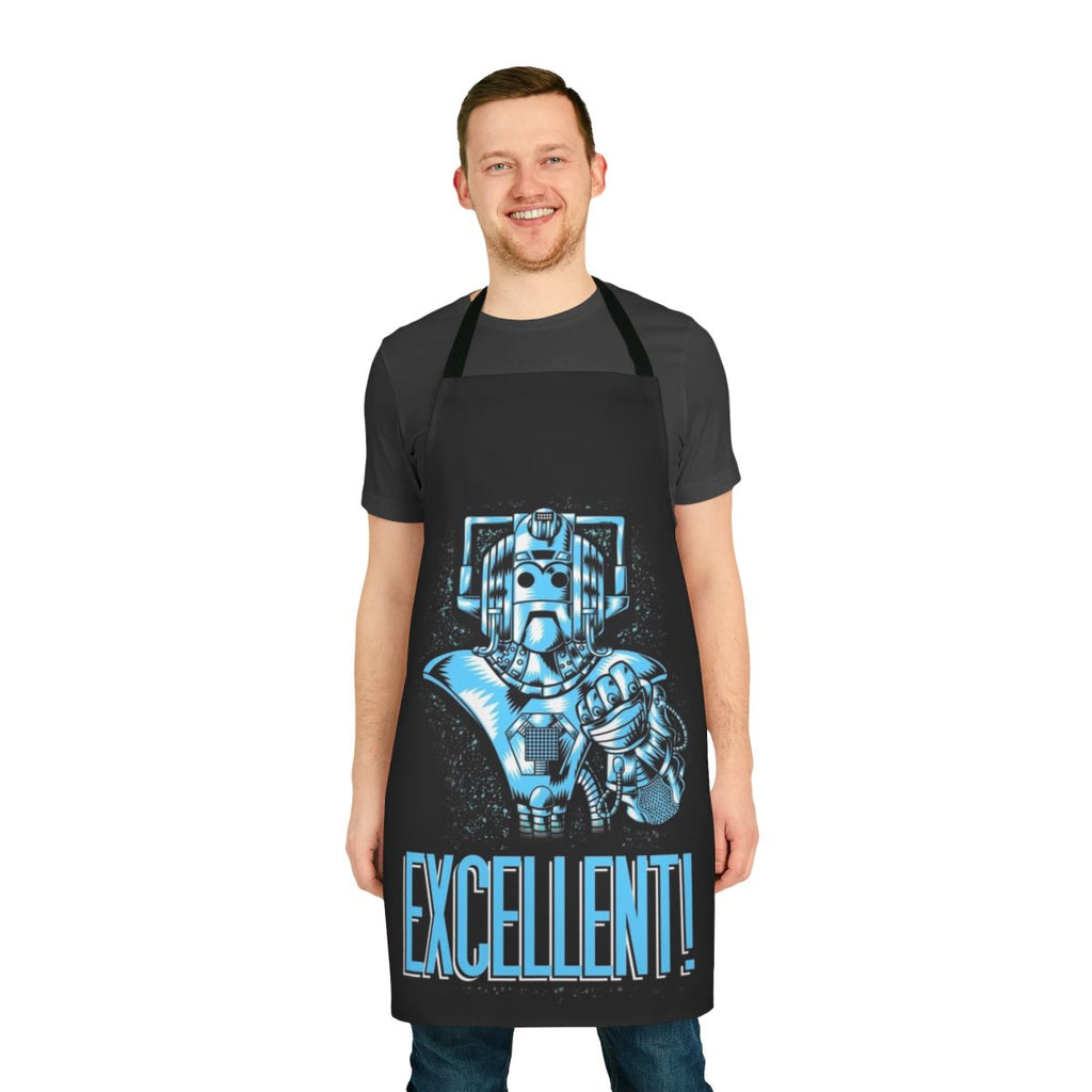 Cyberpunk-style apron with sci-fi and Doctor Who-inspired design