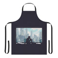 A stylish apron featuring cyberpunk-inspired artwork and characters from the popular Japanese anime 'Ghost in the Shell'